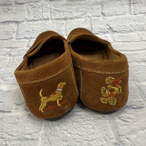 Kevin's Mens Slip On Loafers Driving Shoes Size 12 Suede Leather Dog Embroidered - Picture 2 of 8